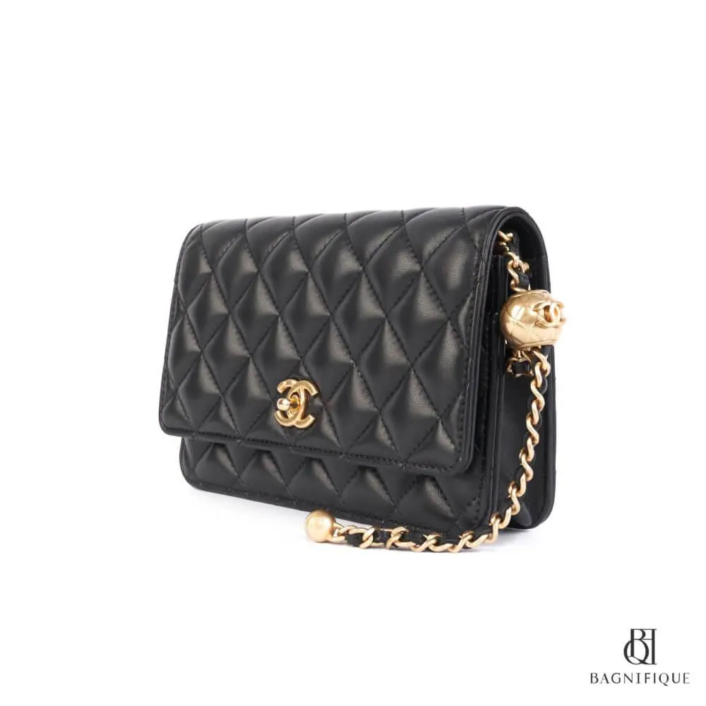 CHANEL WOC ADJUSTABLE CHAIN 18.5CM BLACK LAMB GHW P95GGHXJ 1201