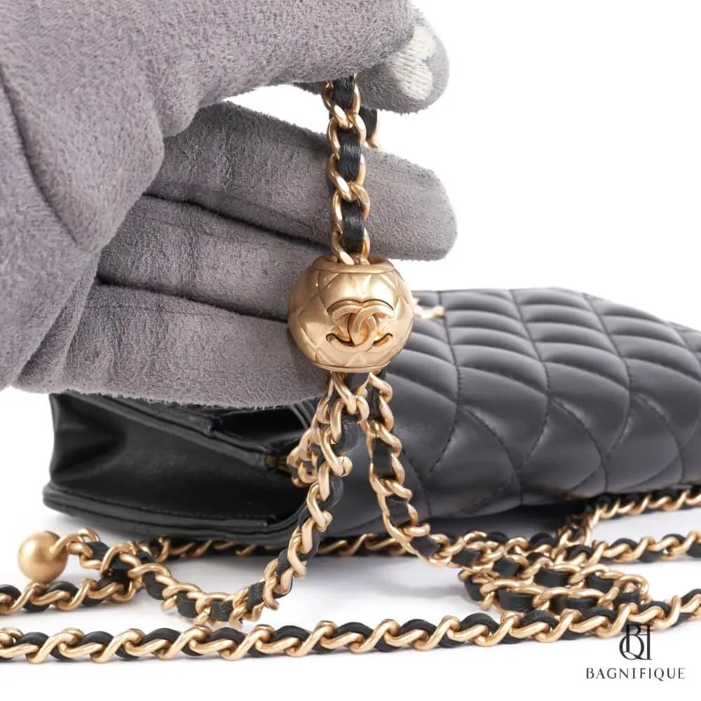 CHANEL WOC ADJUSTABLE CHAIN 18.5CM BLACK LAMB GHW P95GGHXJ 1208