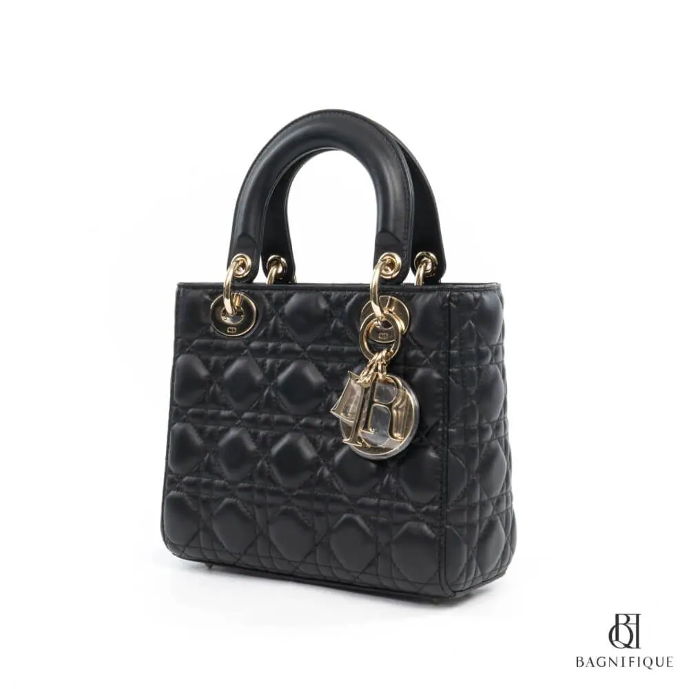 DIOR LADY SMALL BLACK CALF GHW 7491