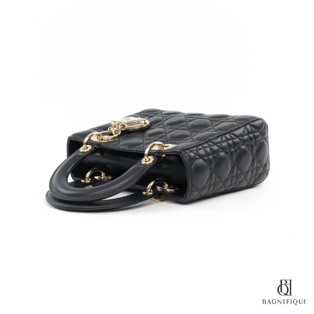 DIOR LADY SMALL BLACK CALF GHW 7493