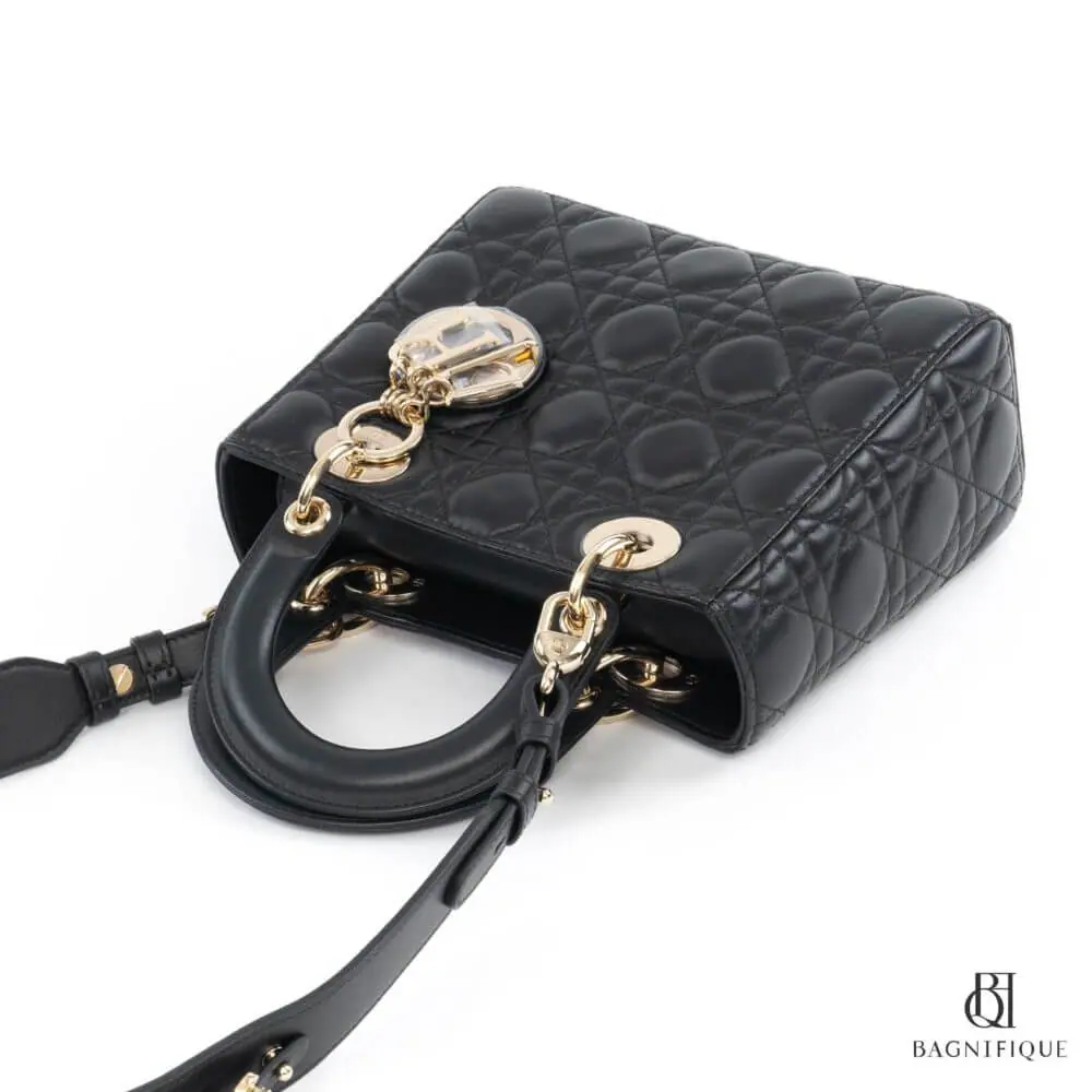 DIOR LADY SMALL BLACK CALF GHW 7499