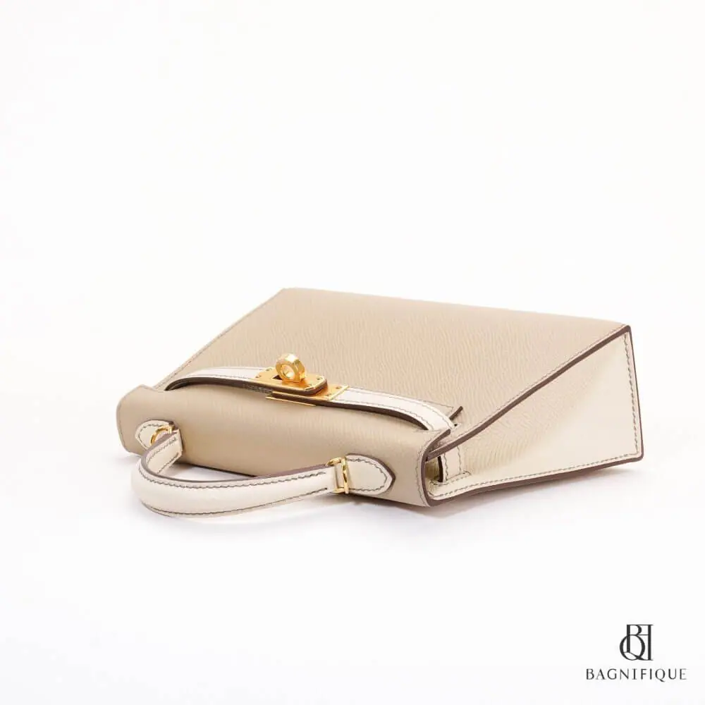 สำเนาของ HERMES KELLY 20 BEIGE WHITE EPSOM GHW STAMP Z 0043