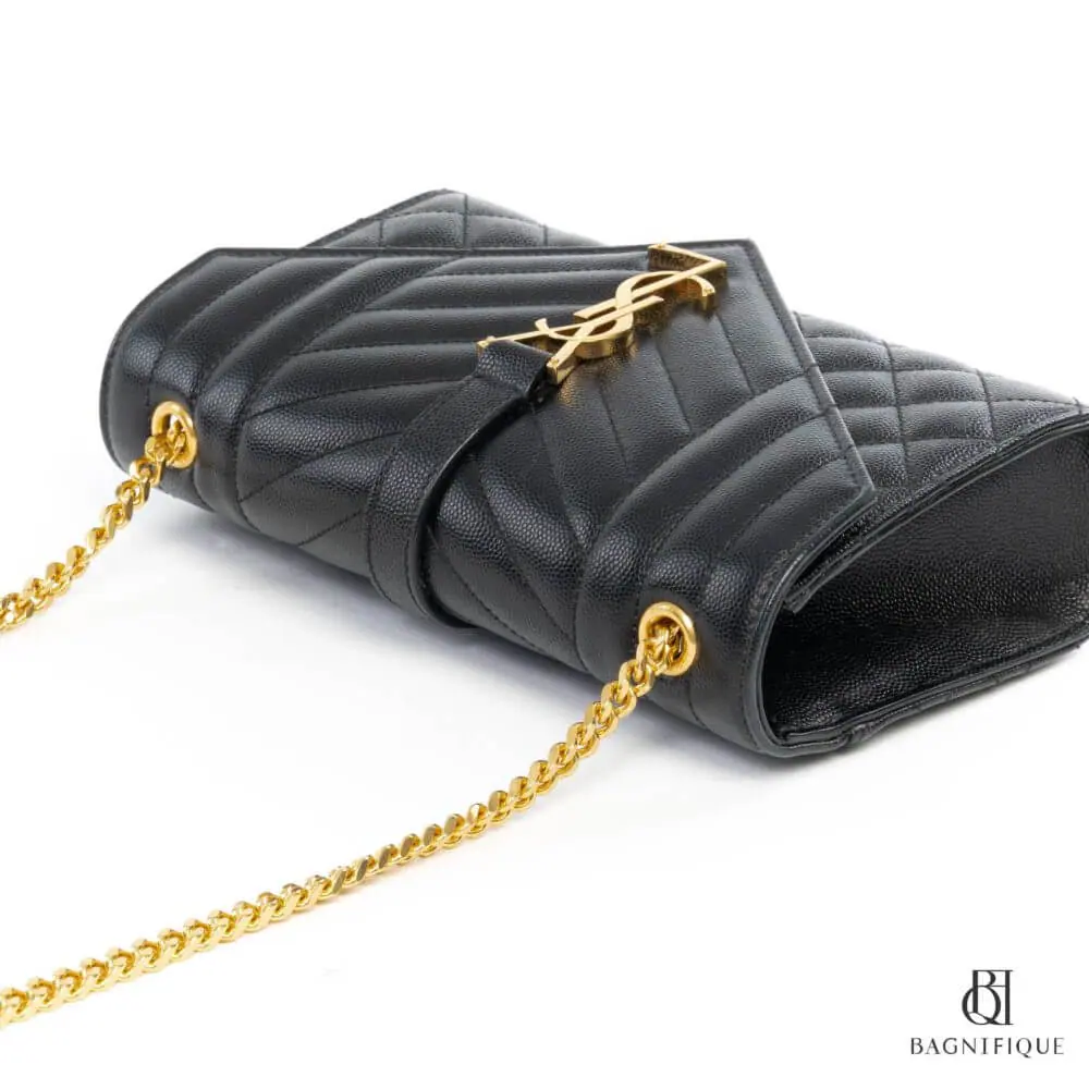 สำเนาของ YSL ENVELOPE BLACK CHEVRON GHW 5068