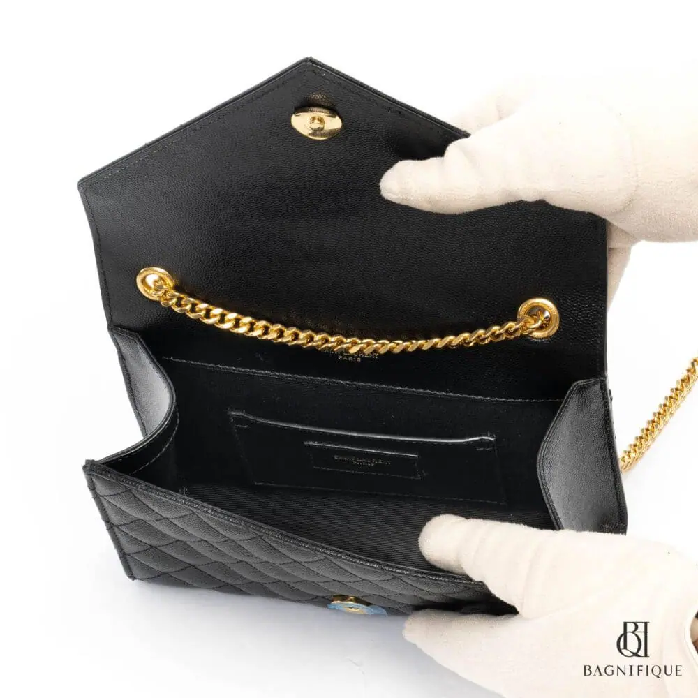 สำเนาของ YSL ENVELOPE BLACK CHEVRON GHW 5069