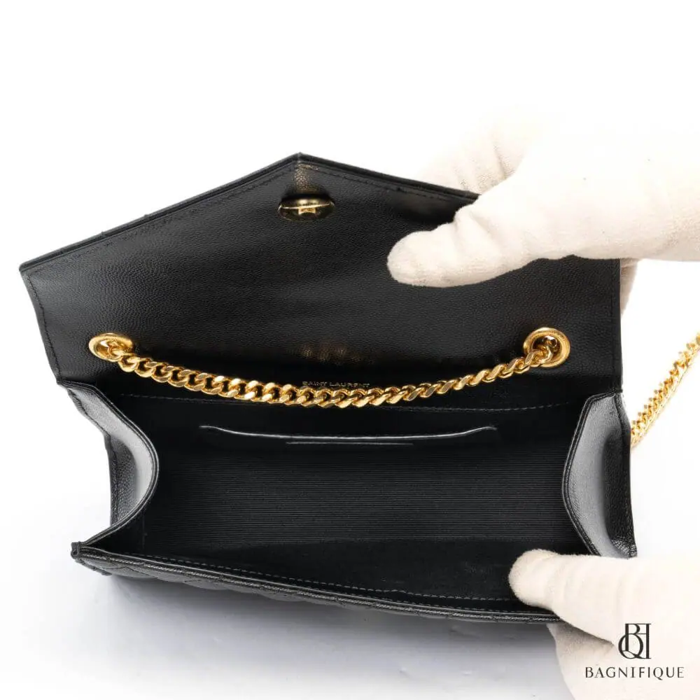 สำเนาของ YSL ENVELOPE BLACK CHEVRON GHW 5071